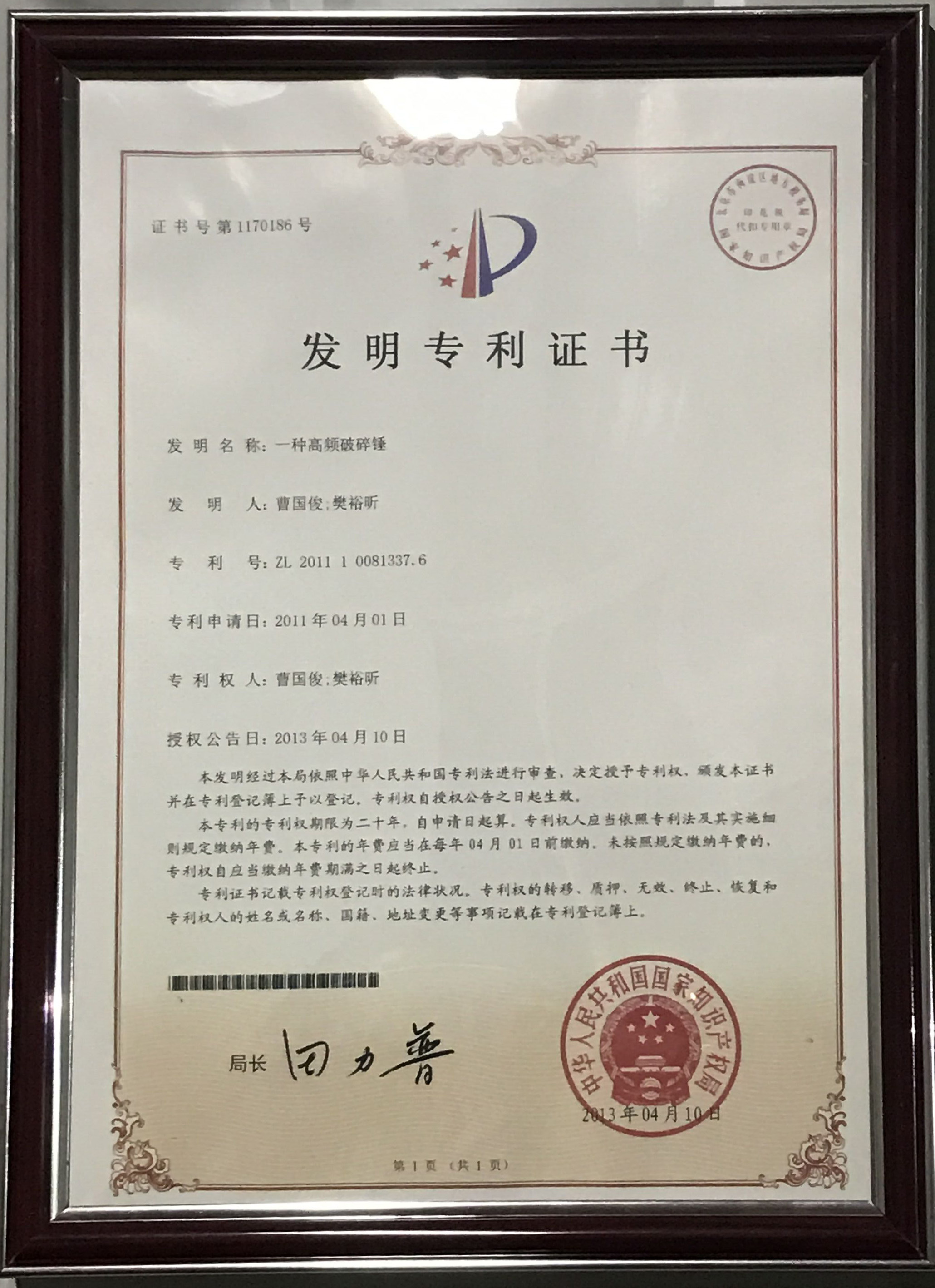 Vibro Ripper Certification.jpg